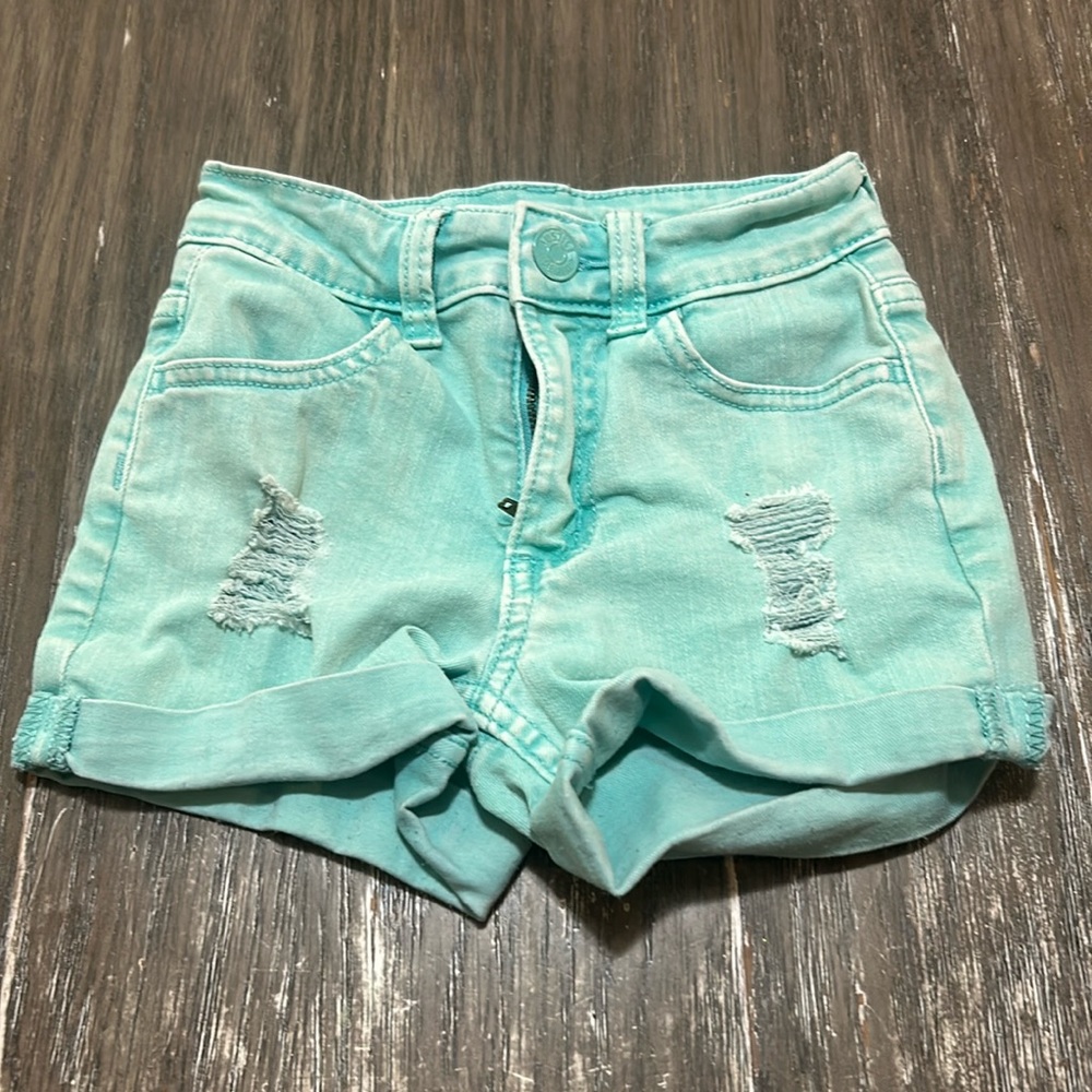 Justice Green denim shorts 4T